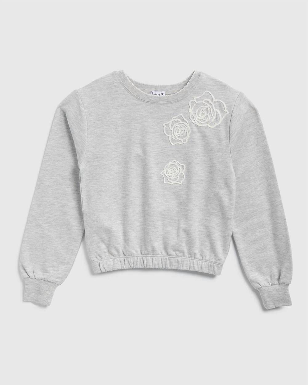 NEW SPLENDID girl's rose embroidered sweatshirt in grey